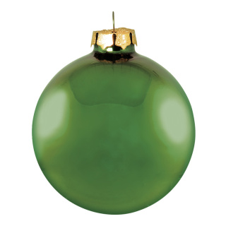 Weihnachtskugeln, grün glänzend, 6 St./Blister, aus Glas Größe: Ø 6cm, Farbe: grün   #