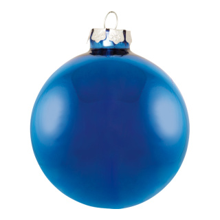 Weihnachtskugeln, blau glänzend, 6 St./Blister, aus Glas Größe: Ø 6cm, Farbe: blau   #