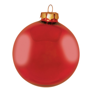 Weihnachtskugeln, rot glänzend, 6 St./Blister, aus Glas Größe: Ø 8cm, Farbe: rot   #