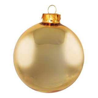 Weihnachtskugeln, gold glänzend, 6 St./Blister, aus Glas Größe: Ø 8cm, Farbe: gold   #