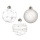 Boules de verre 3 designs assortis dans laffichage de 12 avec cintre en organza Color: transparent/blanc Size: Ø 8cm