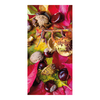Motivdruck "Herbstkastanien" Stoff, Größe: 180x90cm Farbe: rot/braun   #