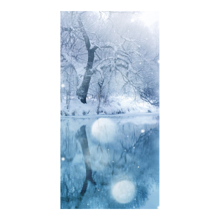 Motivdruck "Wintersee", Stoff, Größe: 180x90cm Farbe: blau/weiß   #