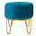 Tabouret velours 4-pieds  Color: turquoise/or Size: 40x40x38cm