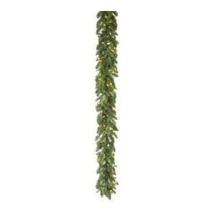 Noble fir garland w. 100 LEDs for outdoor use IP44 plug - Material: PE/PVC-mix 366 tips - Color: green/warm white - Size: 270cm X Ø35cm