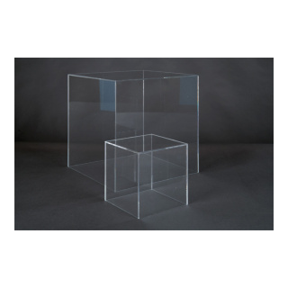 Acryl-Box oben geöffnet     Groesse: 15x15x15cm    Farbe: transparent     #