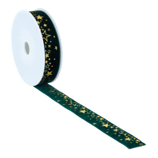 Printed velvet ribbon Stars - Material:  - Color: green/red - Size: L: 6m X B: 25mm