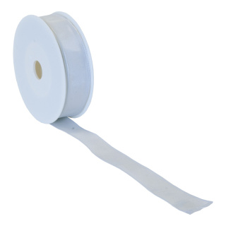 Taffeta ribbon with wired edge - Material:  - Color: white - Size: L: 25m X B: 25mm