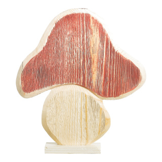 Pilz aus Holz, mit Standfuß, Größe: 19x18cm Farbe: rot/braun   #