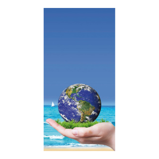 Motif imprimé "Save the world" papier  Color: bleu/coloré Size: 180x90cm