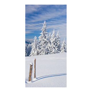 Motivdruck »Winter in den Bergen« Papier Abmessung: 180x90cm Farbe: weiß/blau #