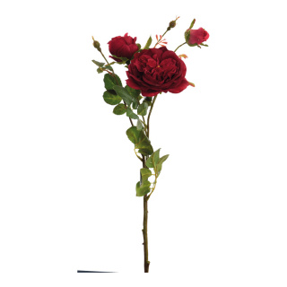 Rose sprig 3-fold  - Material:  - Color: dark red - Size: 62cm
