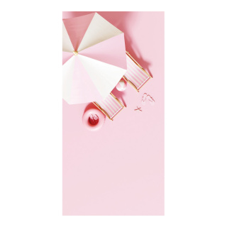 Motivdruck, Rosa Strand, Papier , Größe: 180x90cm Farbe: rosa/weiß   #