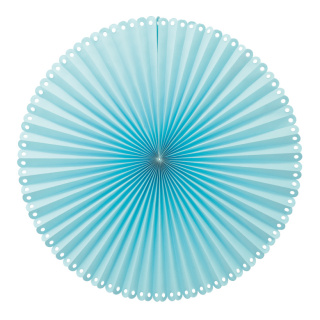 Honeycomb fan foldable, made of paper, with adhesive strip     Size: Ø 60cm    Color: light blue