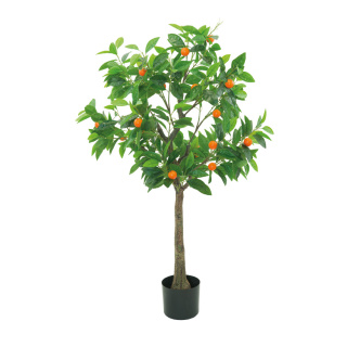 Oranger dans le pot, soie artificielle et plastique     Taille: H: 120cm    Color: vert/orange