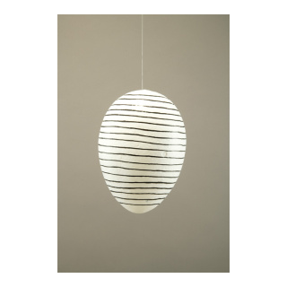 Oeuf de Pâques avec cintre, en polystyrène     Taille: 20cm    Color: blanc/noir