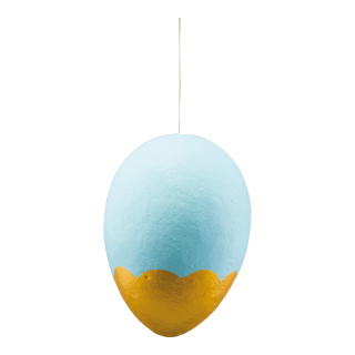Oeuf de Pâques avec cintre, en polystyrène     Taille: 20cm    Color: bleu/or