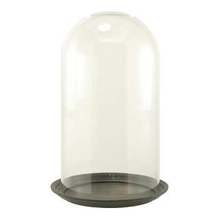 Dome with base 2-parted, made of plastic     Size: H: 45cm, Ø 25cm    Color: clear/black