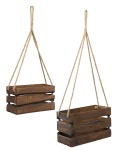 Plant boxes set of 2, with hanger, made of wood     Size:...