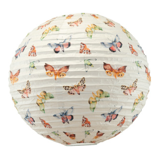 Lampion en papier pliable, motif papillons     Taille: Ø 40cm    Color: blanc/coloré