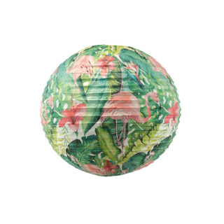 Lampion en papier pliable motif jungle Color: vert/rose Size: Ø 40cm , 6,72  €