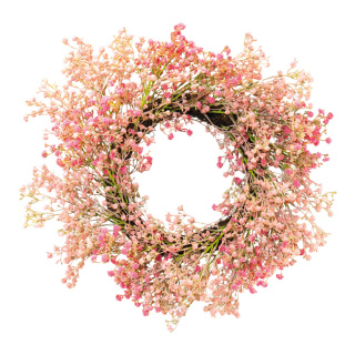 Couronne de vannerie avec fleurs artificicelles     Taille: Ø 50cm    Color: rose