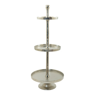 Etagere 3-tire, multi-part, made of aluminum and nickel     Size: H: 130cm, Ø 60cm    Color: silver