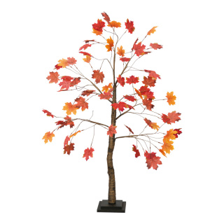 Ahornbaum Stamm aus Holz, Blätter aus Kunstseide, Holzfuß: 17x17x2cm     Groesse:120cm    Farbe:braun/rot