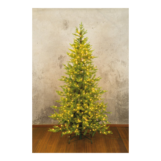 Noble fir mix of PE/PVC with 3.990 tips 29% PE/71% PVC - Material: with 900 warm white LEDs - Color: green/warm white - Size: 240cm X Ø ca.137cm
