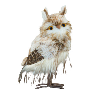 Owl  - Material: made of styrofoam/fake fur/feathers - Color: brown/white - Size: 27x14x10cm