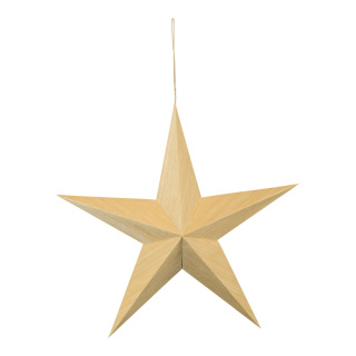 Foldable star 5-pointed with hanger wood look - Material: out of cardboard - Color: natural- coloured - Size: Ø 40cm