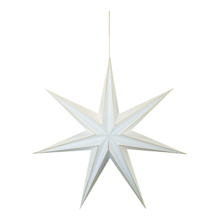 Étoile pliante 7 pointes avec cintre en papier Color: blanc/doré Size: 60cm