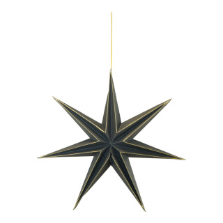 Étoile pliante 7 pointes avec cintre en papier Color: noir/doré Size: 40cm