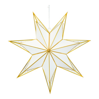 Foldable star 3D including 3m power cable with switch and socket - Material: without bulb with hole pattern with hanger - Color: white/gold - Size: 40cm