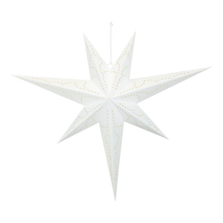Étoile pliante 7 pointes câble dalimentation 3 m interrupteur et prise sans ampoule motrif de trous avec cintre Color: blanc Size: 60cm