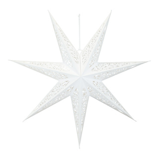 Étoile pliante 7 pointes câble dalimentation 3 m interrupteur et prise sans ampoule motif de trous avec cintre Color: blanc Size: 60cm