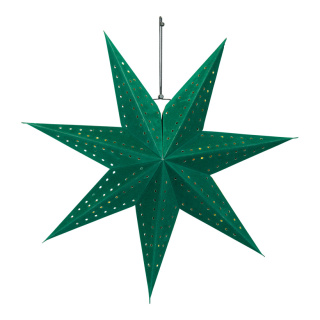 Foldable star 7-pointed including 3m power cable with switch and socket - Material: without bulb with hole pattern with hanger - Color: green - Size: 40cm