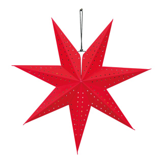 Étoile pliante 7 pointes inclus câble 3m avec interrupteur et prise sans ampoule motif trou avec cintre Color: rouge Size: 40cm