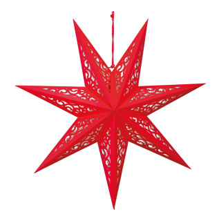 Étoile pliante 7 pointes inclus câble 3m avec interrupteur et prise sans ampoule motif trou avec cintre Color: rouge Size: 48cm