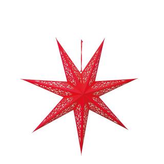 Étoile pliante 7 pointes inclus câble 3m avec interrupteur et prise sans ampoule motif trou avec cintre Color: rouge Size: 60cm