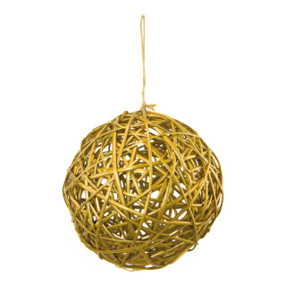 Flechtkugel aus Weidenholz, mit Hänger     Groesse:30cm    Farbe:gold