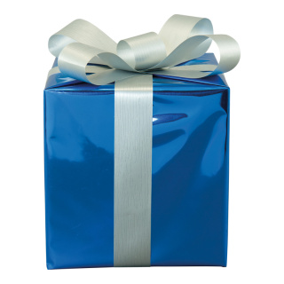 Geschenkpaket aus Styropor, mit Folienschleife     Groesse:15x15cm    Farbe:blau/silber