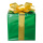 Paquet cadeau  en polystyrène Color: vert/or Size: 15x15cm