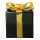 Geschenkpaket aus Styropor, mit Folienschleife     Groesse:15x15cm    Farbe:schwarz/gold