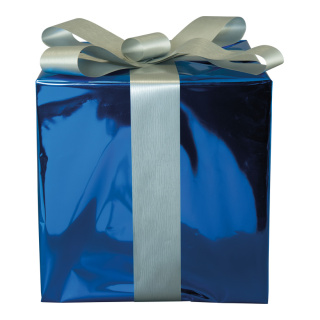 Geschenkpaket aus Styropor, mit Folienschleife     Groesse:30x30cm    Farbe:blau/silber