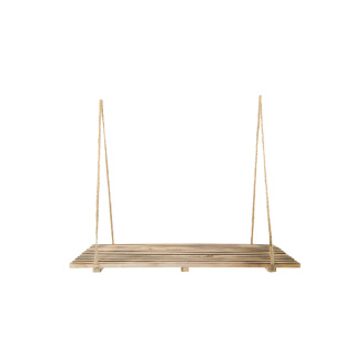 Hanging tablet angled, made of wood, with natural fibre ropes, thickness 1,5cm     Size: 50x25x36cm    Color: brown/natural-coloured