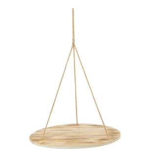 Hanging tablet round, made of wood, with natural fibre ropes, thickness 1cm     Size: 40x40x58cm    Color: brown/natural-coloured