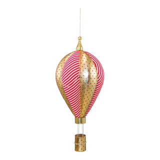 Heißluftballon aus Styropor, mit Stoffüberzug, mit Hänger     Groesse:125x50x50cm    Farbe:gold/rot/weiß