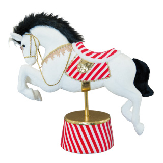 Cheval de carrousel  en styromousse/plastique Color: or/rouge/blanc Size: 58x60x25cm