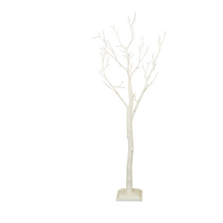 Korallenbaum aus Holz, beglittert, Holzfuß: 17x17x2cm     Groesse:125cm    Farbe:weiß
